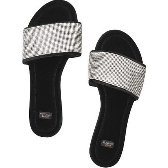 Victoria's Secret Embellished Velvet Slides - Picture 1 of 1